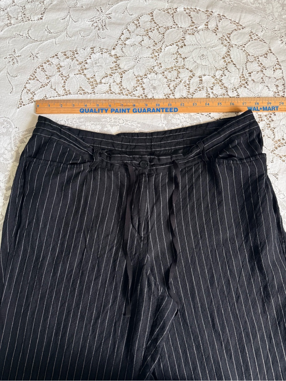 Lane Bryant Linen Rayon Pinstripe Wide Leg Pants Black White Size 14/16 - Picture 7 of 12